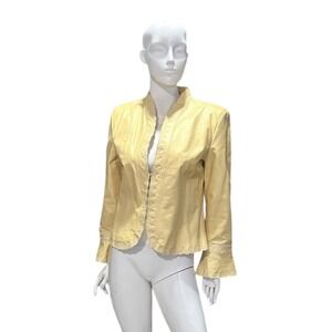 Vintage Terry Lewis Classic Luxuries Genuine Leather Jacket Embroidered yellow M